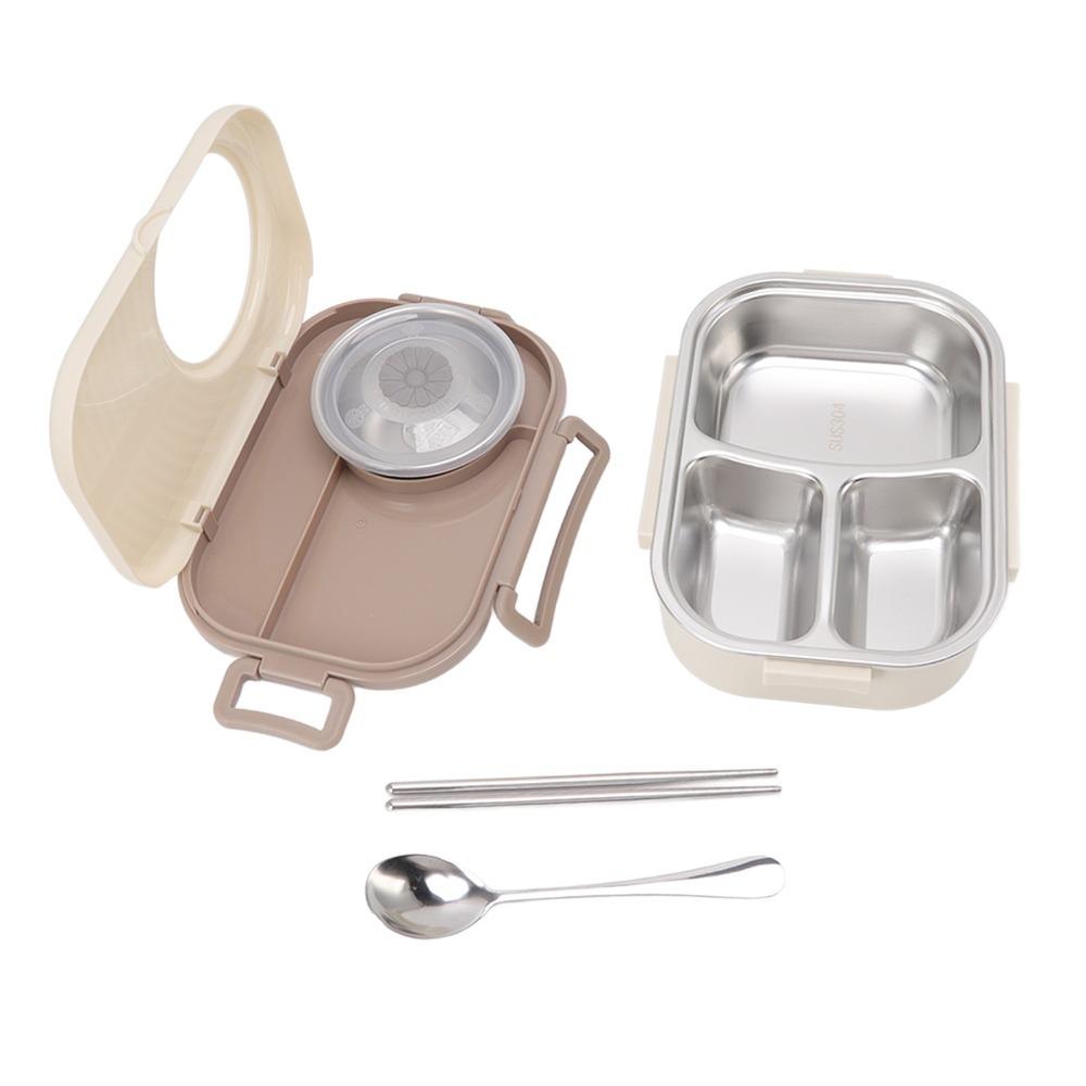 1450ml Lunch Storage Container 304 Stainless Steel Double Layer Container For Office бежевый