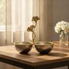 Connected Snack Bowl Stainless Steel Candy Dish with Handle LeafShaped for Hosts,