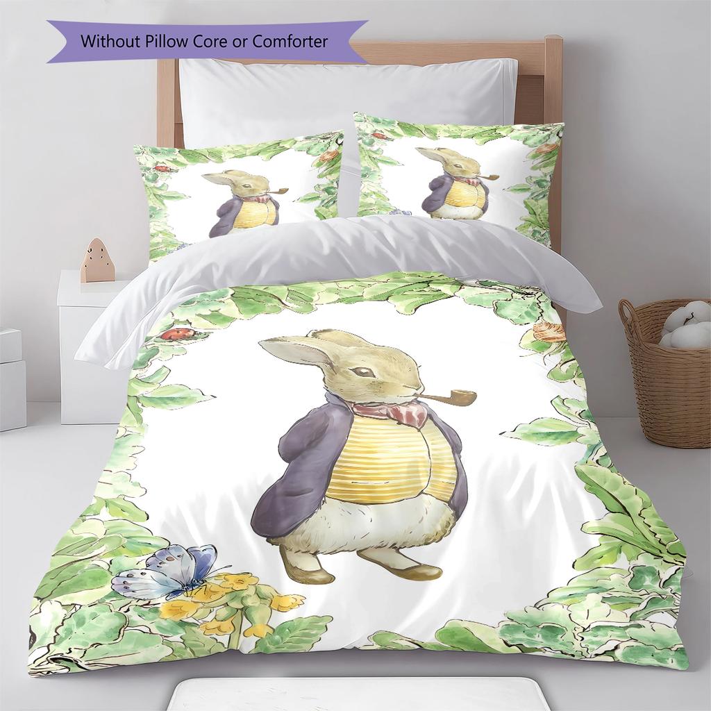 Peter Rabbit Pattern Bedding,Quilt Set Quilt Cover Pillowcase Home Birthday Gift (1 * duvet cover + 2 * pillowcase, without core)