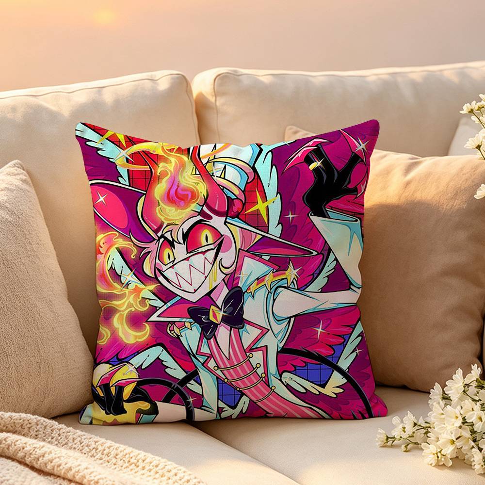 Animation Hazbin Hotel Llucifer Pillow Case Pattern Printed Pillowcase For Living Room Sofa Cushion Cover