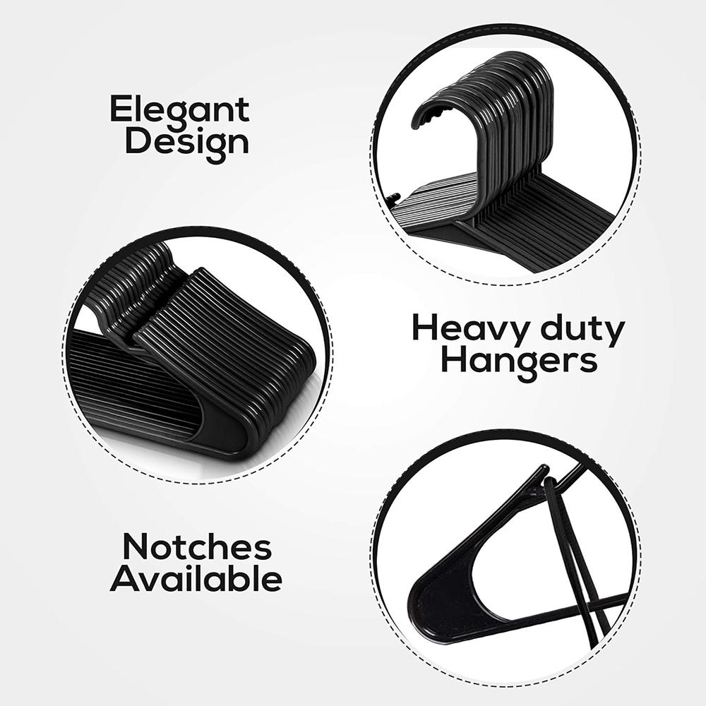 Clothes Hangers 20 Pack - Plastic Hangers Space Saving - Durable Coat Hanger with Shoulder Grooves