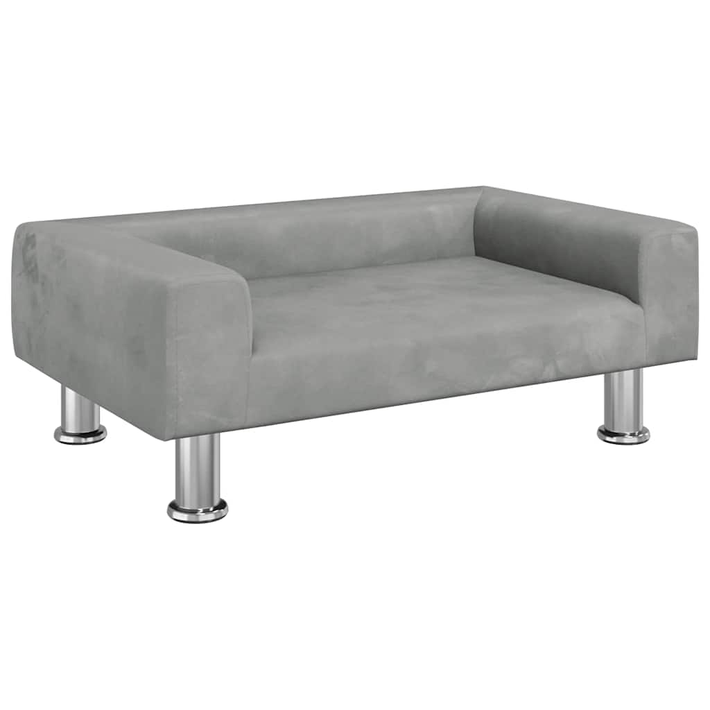 Dog Bed Light Grey 70x45x26.5 cm Velvet