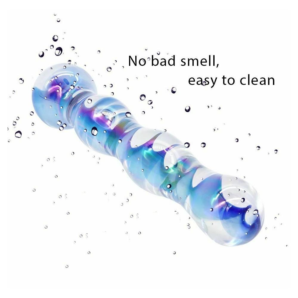 Crystal Glass Dildo Long Butt Plug Waterproof Colourful Anal Beads Non Vibrating Butt Plugs