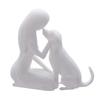 Minimalistische Frau und Hund Freundschaftsskulptur Haustierliebhaber Kunst Schreibtisch Hundestatue Wohnzimmer