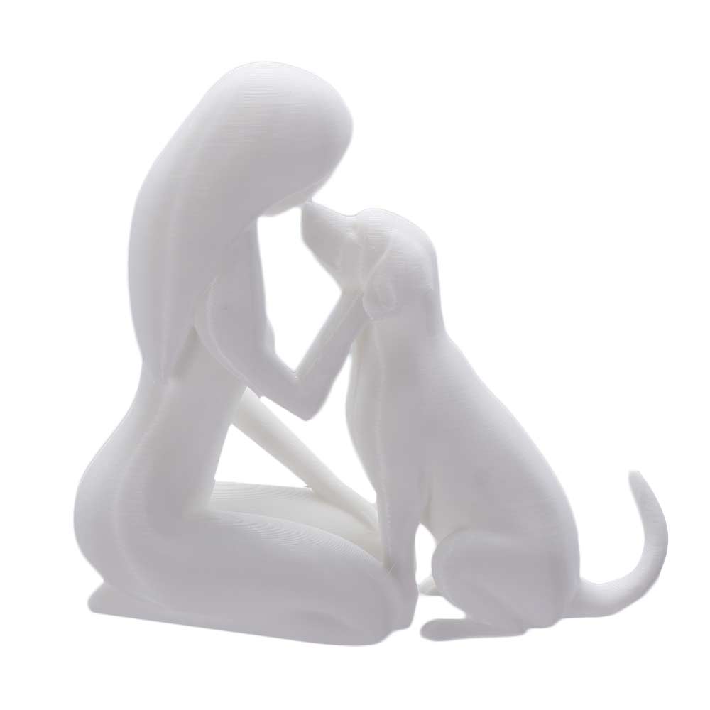 Minimalistische Frau und Hund Freundschaftsskulptur Haustierliebhaber Kunst Schreibtisch Hundestatue Wohnzimmer