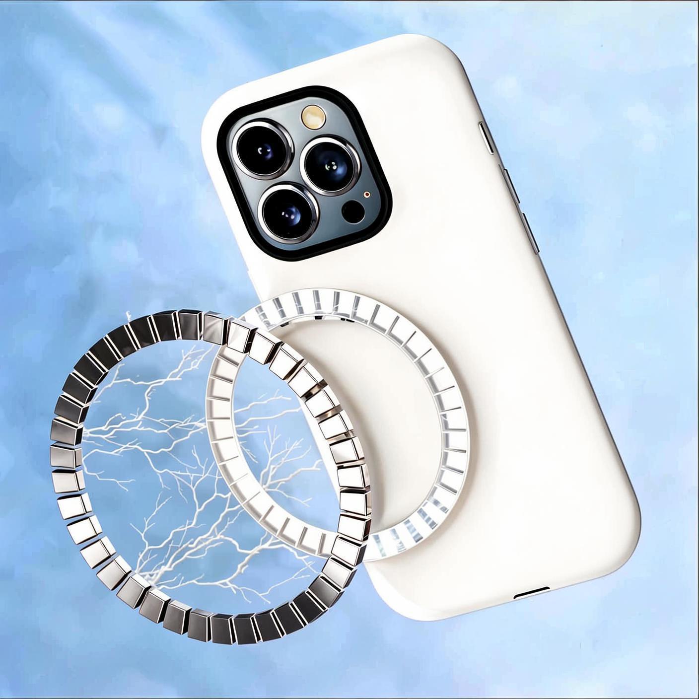 

Custom Magnetic Phone Case for iPhone 16 PM - 2-in-1 Protective Film Design iPhone 14 Pro белый