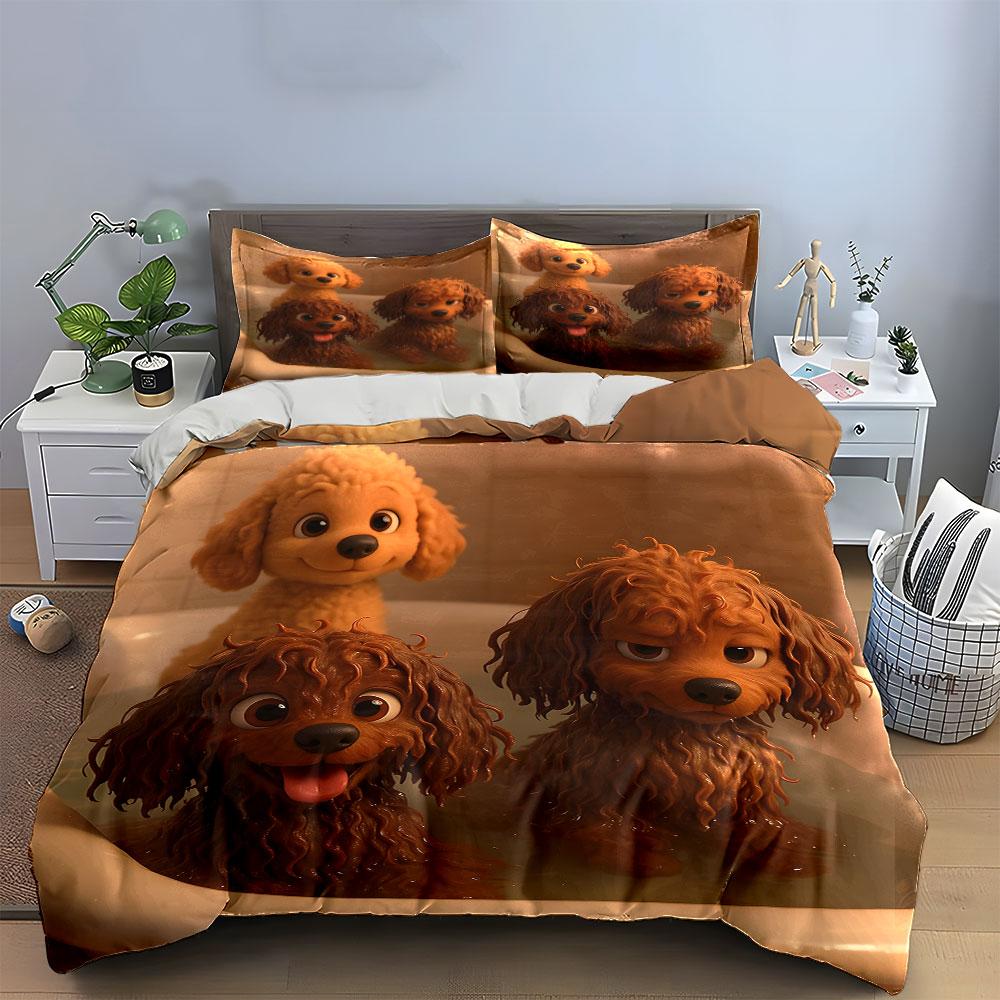"Playful Pups' Bath Time" Bedding Sets Duvet Covers Pillowcases(1* Duvet Cover 2* Pillowcases Without Duvet Insert)