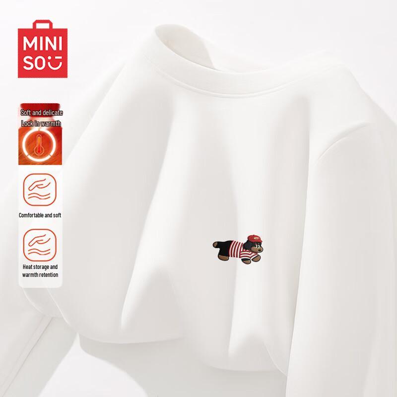 MINISO Men s Thermal Fleece-Lined Long Sleeve Round Neck T-Shirt 2XL