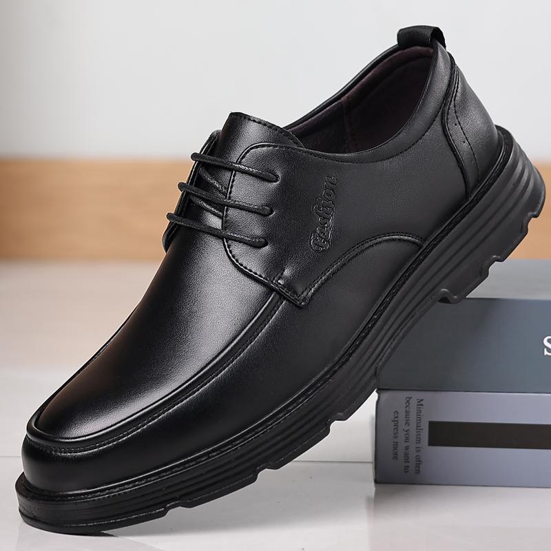 

Мужские повседневные кожаные туфли на шнуровке, дышащие туфли на мягкой подошве JZ-6005 44 чёрный