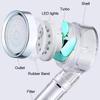 3/7 Colors Change Temperature Sensor Led Pressurized Shower Filter High Pressure Turbo Propeller Showerhead Bathroom Accessories