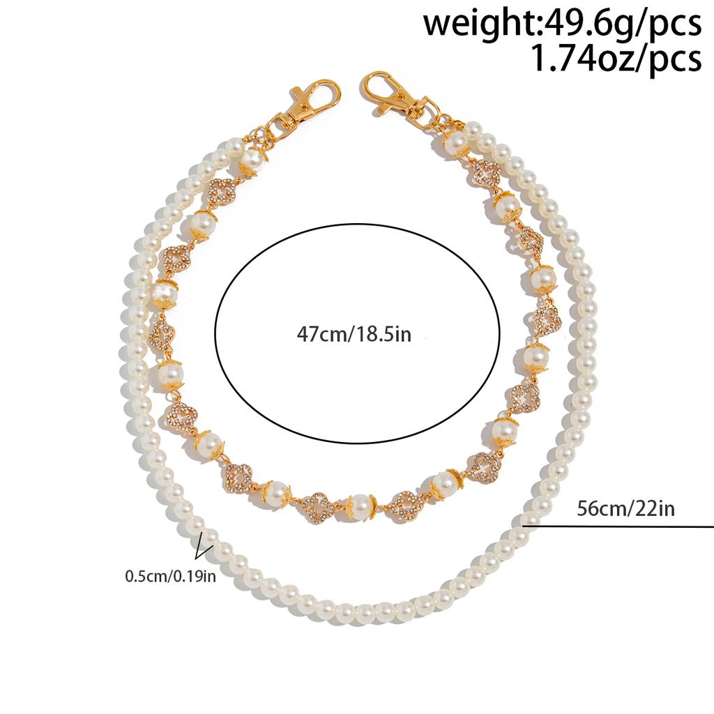 SHIXIN Tendenza Pantaloni Stratificati con Perle Finte Catena per Vita Uomo Donna Versatile Fiore di Strass Catena per Jeans Borsa Ciondolo Accessori
