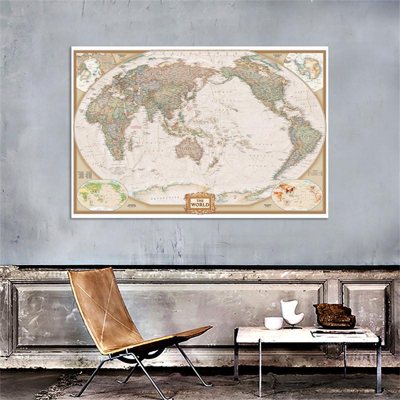 Vintage World Map (With Countries),Decorative Hanging Picture Photography Background Banner for Birthday & Photo Booth