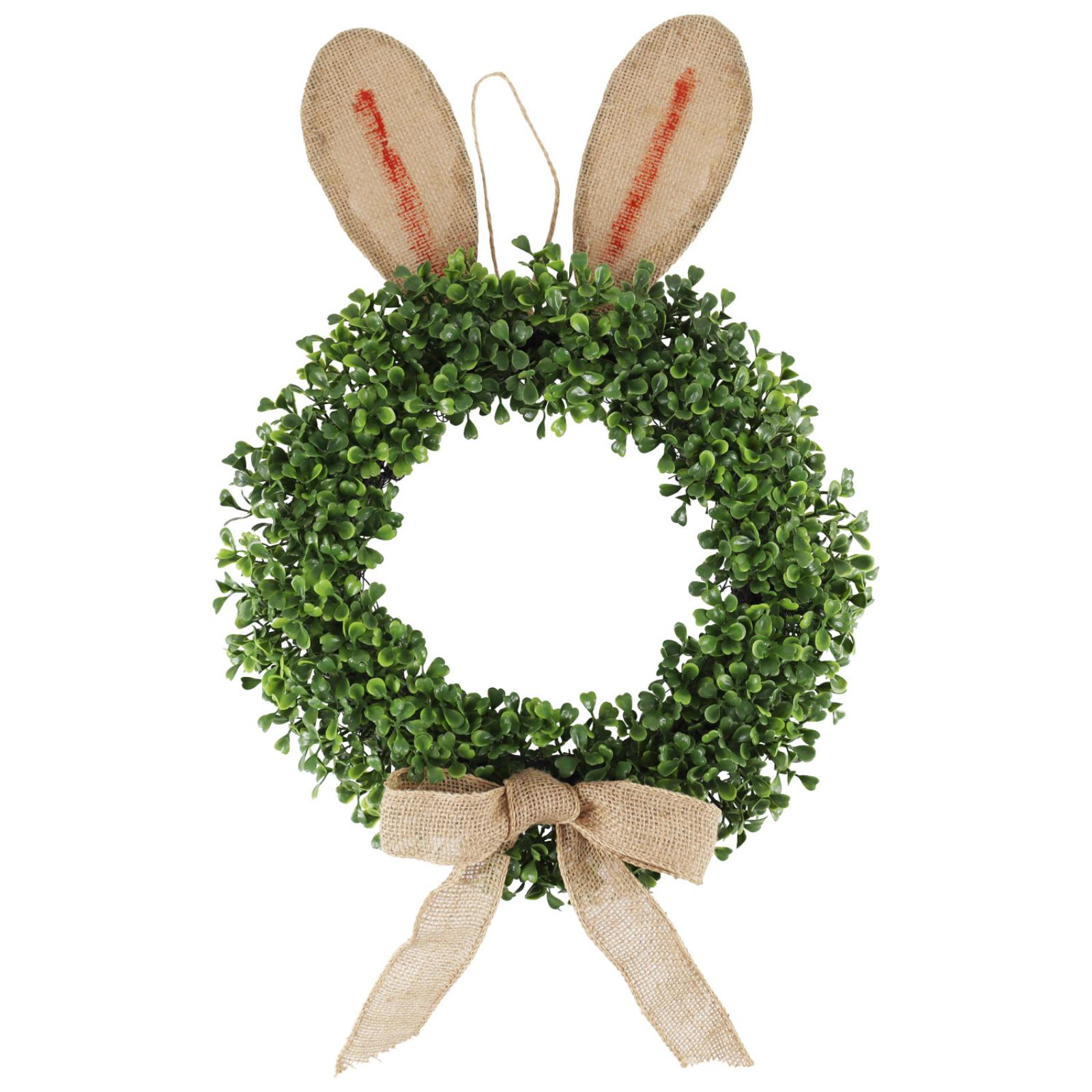 

Artificial Easter Wreath For Front Door,Bunny Wreath With Bow Eggs And Flowers For Wall Window Easter Decorations One Size