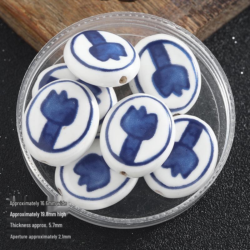 

Керамические плоские бусины Двойной тюльпан в ретро-стиле для DIY-украшений и ремешков для телефонов Ceramic Flat Oval Bead [Single Piece Price]