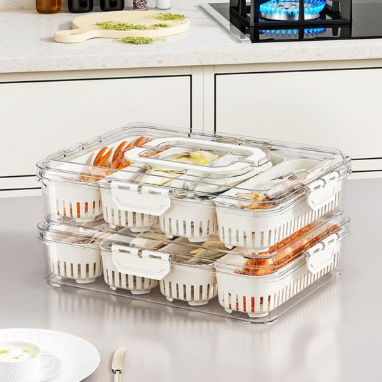 Snack Box Stackable Meal Prep Container with Lids Clear Plastic Food Storage Box Compact Meal Prep Box Kitchen Storage Container