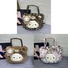 Hello Kitty Leopard Pattern Shoulder Bag With Plush Cartoon Design For Casual Daily Use