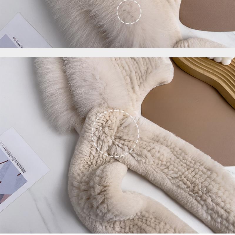 Winter Hat for Women Snow Hat, Women's Double-sided Thickened Scarf, Hat, Integrated Winter Warm Fox Hair Headhat