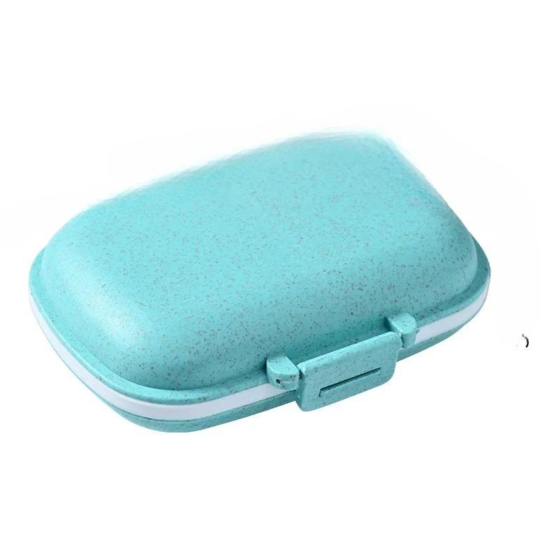 Tablets Wheat Organizer 8 Grids Pill Box Straw Container For MedicinesTravel With Seal Ring Small Box For Container For Tablets