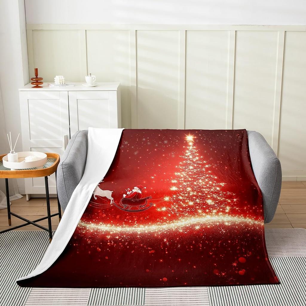 Christmas Flannel Fleece Throw Blanket Xmas Theme Fuzzy Blanket Throw for Kids Boys Girls Teens Bedroom Decor Black African