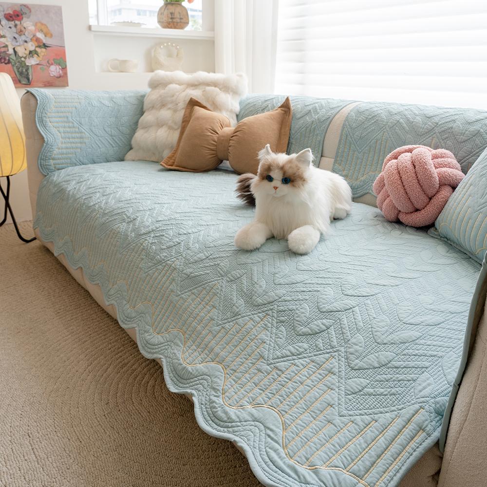 

1 pc solid color rustic anti-skid dustproof cat scratch sofa cushion for all seasons 70*70cm небо синє кольору