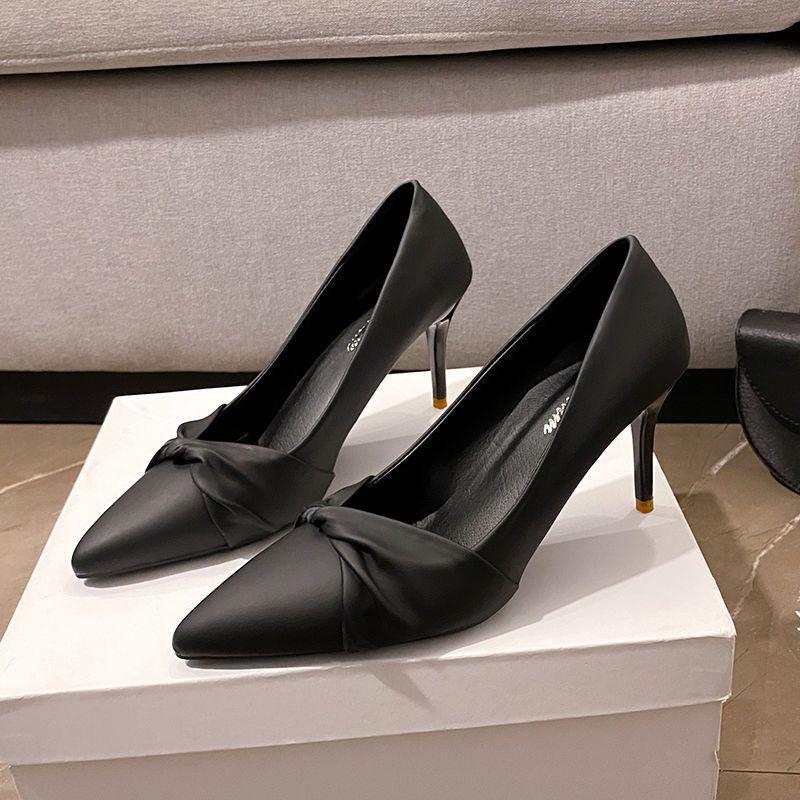 

Женские туфли на высоком каблуке Сексуальные остроносые офисные туфли Элегантные кожаные весенне-летние новые женские туфли 40