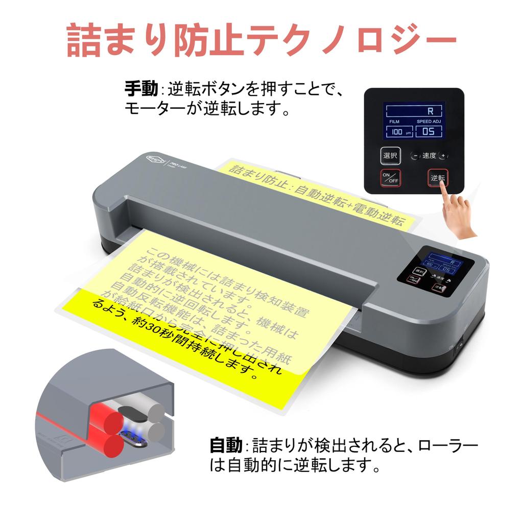 SINCHI 4 LCD-Steuerung Unterstützt Stärken von 75 bis 250 und Visitenkarten bis A3 Laminiergeschwindigkeiten bis zu 110 cm pro Walze Staugeschwindigkeitsanpassung für