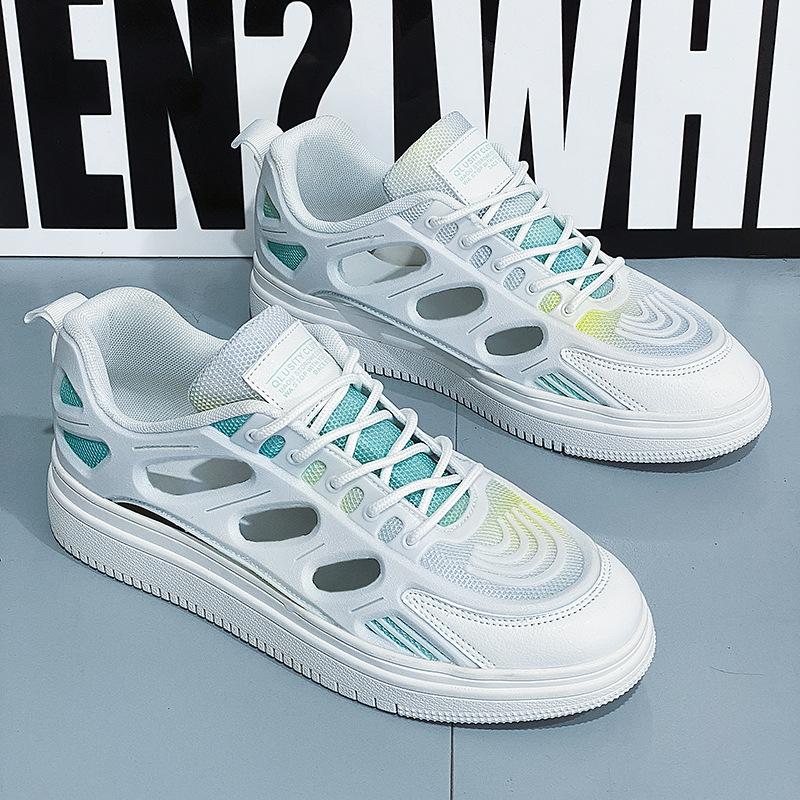 Sandals men's summer hollow breathable driving casual board shoes trendy hole shoes sports beach shoes white shoes