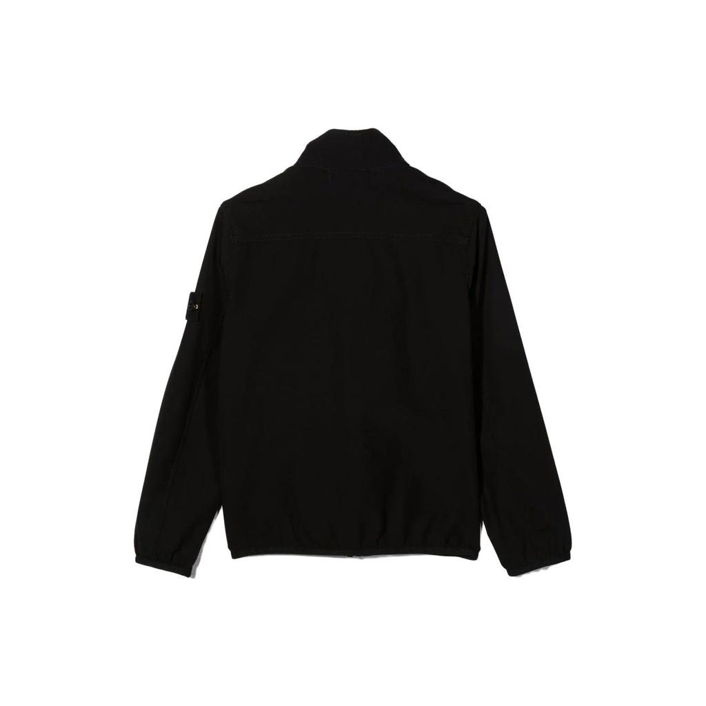 Stone Island Logo Patch Zip Long Sleeve Jacket Kids jackets Black 7716Q0312-V0029