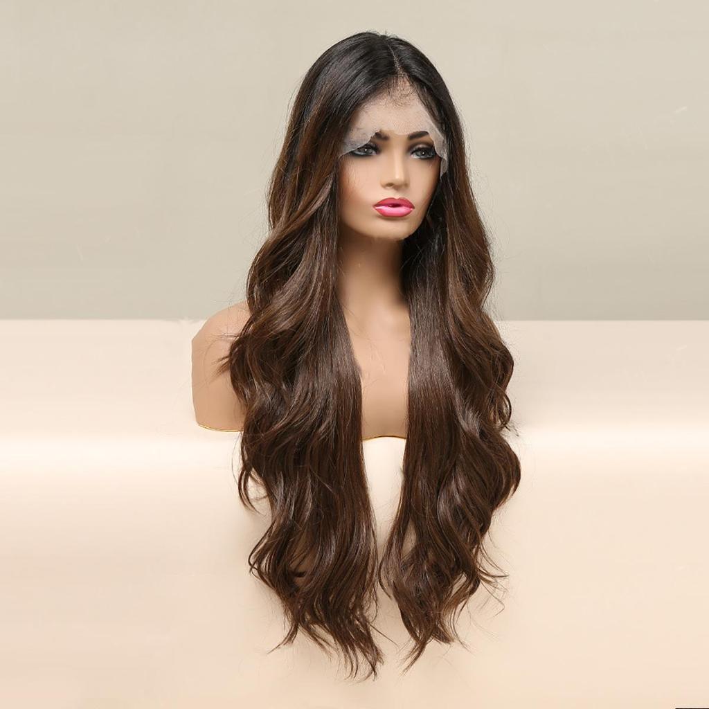 Women's 66cm Hair Simulation Hair Lace Wig Light Brown Hair Rose Hair Net Headwear Full Headwear Pure Hand Woven Carney Kanekalon Wig