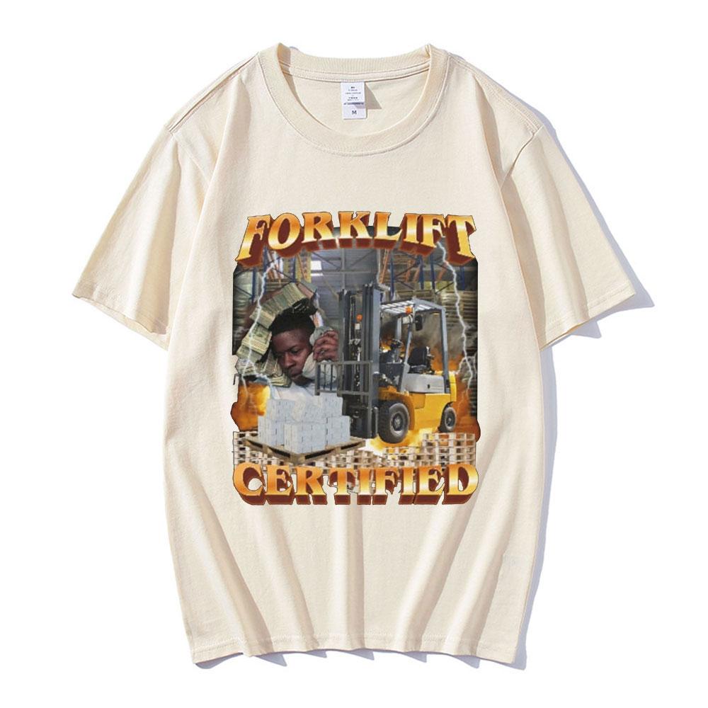 Funny Forklift Certified Operator Grafické tričko Pánská móda Vintage Trička s krátkým rukávem Bavlna Neformální Trička nadměrné velikosti