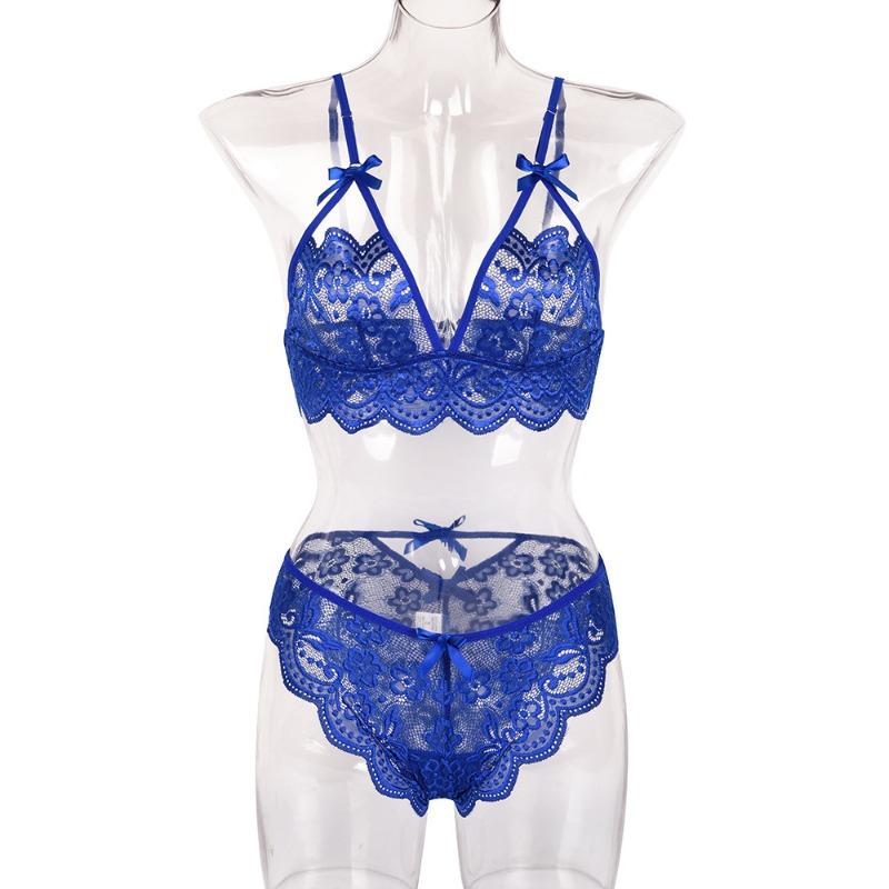 Fun piece set, autumn new lace splicing with bow sexy underwear set Fun