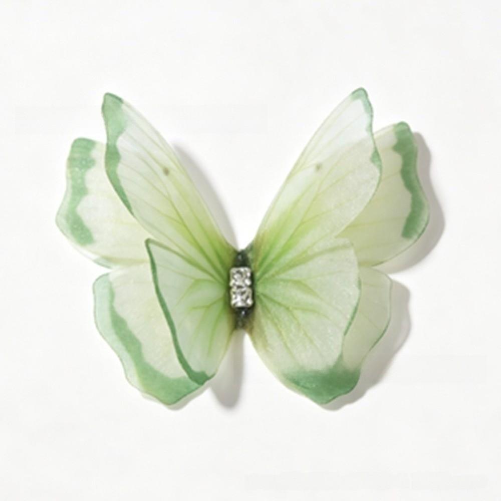 50Pcs Colorful Chiffon Butterfly Embroidered Patches Bridal Hair Accessories зелёный