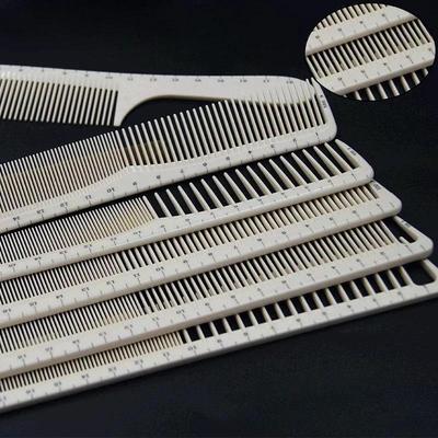 Pieptene de păr profesional pentru frizerie, pentru designer de modă, tunsoare, riglă de măsurare, instrumente de păr, accesorii de coafură albe