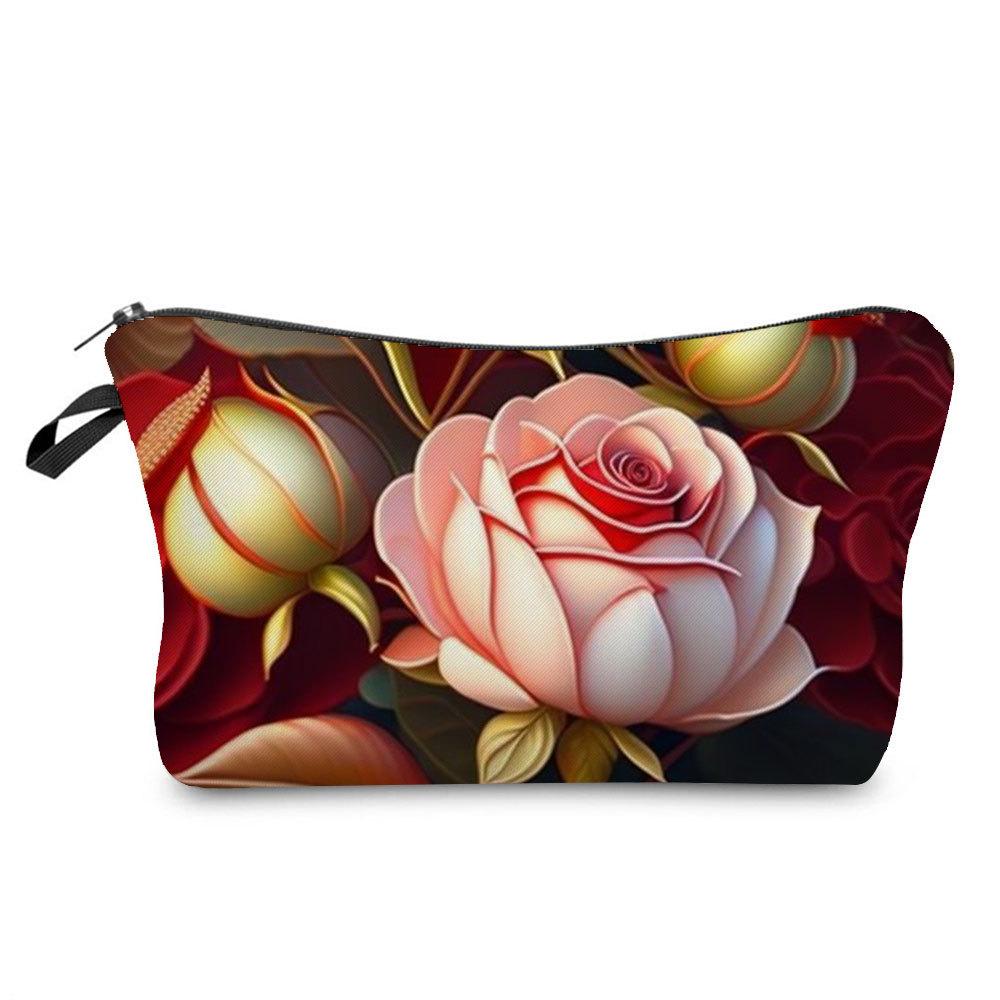 Women Flower Print Cosmetic Bag Toiletries Organize Travel Storage Case  6394 CLE