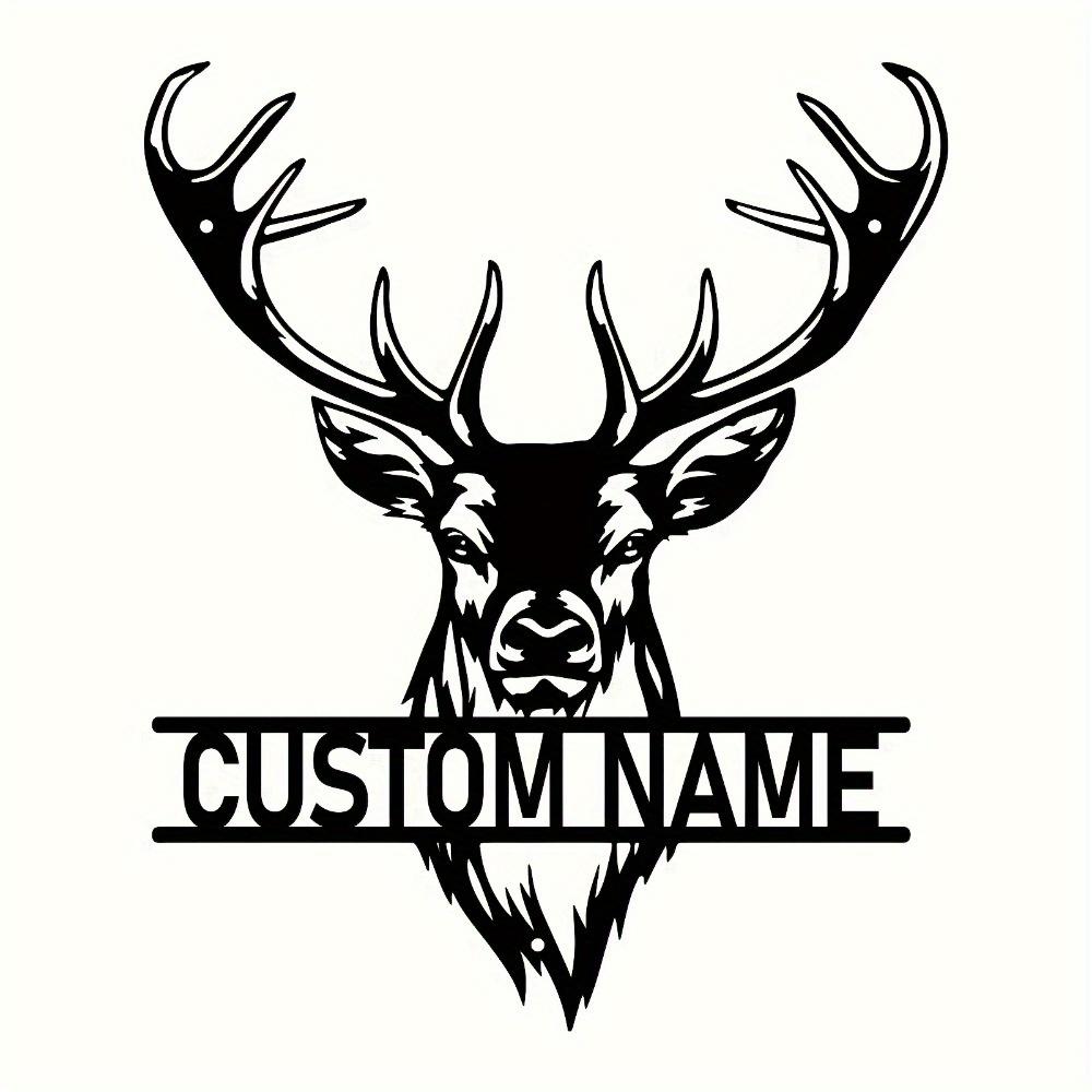 Unique Tailorable Metal Deer Wall Sculpture Antlers Custom Hunting Name Plaque Artistic Holiday Decor Living Room