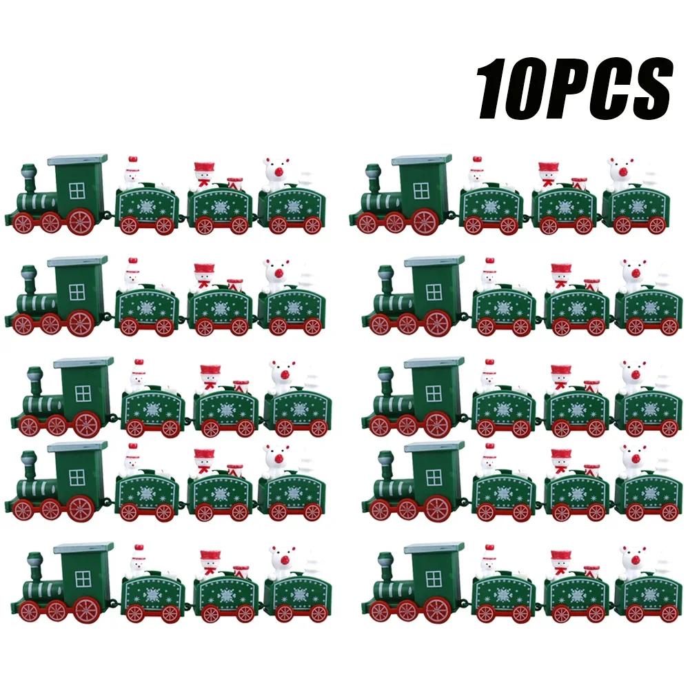 Snowman Christmas Train Ornament Mini Plastic Holiday Decor Small Xmas Train Set for Home Tabletop Festive Embellishments