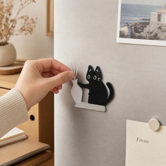 Cat Whiskers Holder Refrigerator Magnet, Cat Furs Keepsake Vase Fridge Magnet, Pet Memorial Decoration for Home, Kitchen