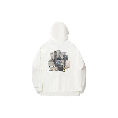 Li Ning Skateboard Series Pattern Printed Loose Hoodie Men Hoodies Off-White AWDU321-3