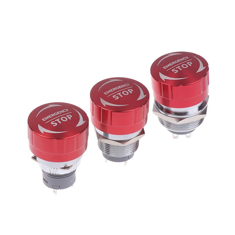 16/19/22Mm 1No1Nc Metal Emergency Stop Buttons Switch Self-Locking Ultra Short Style Waterproof Power Emergency Stop Switch