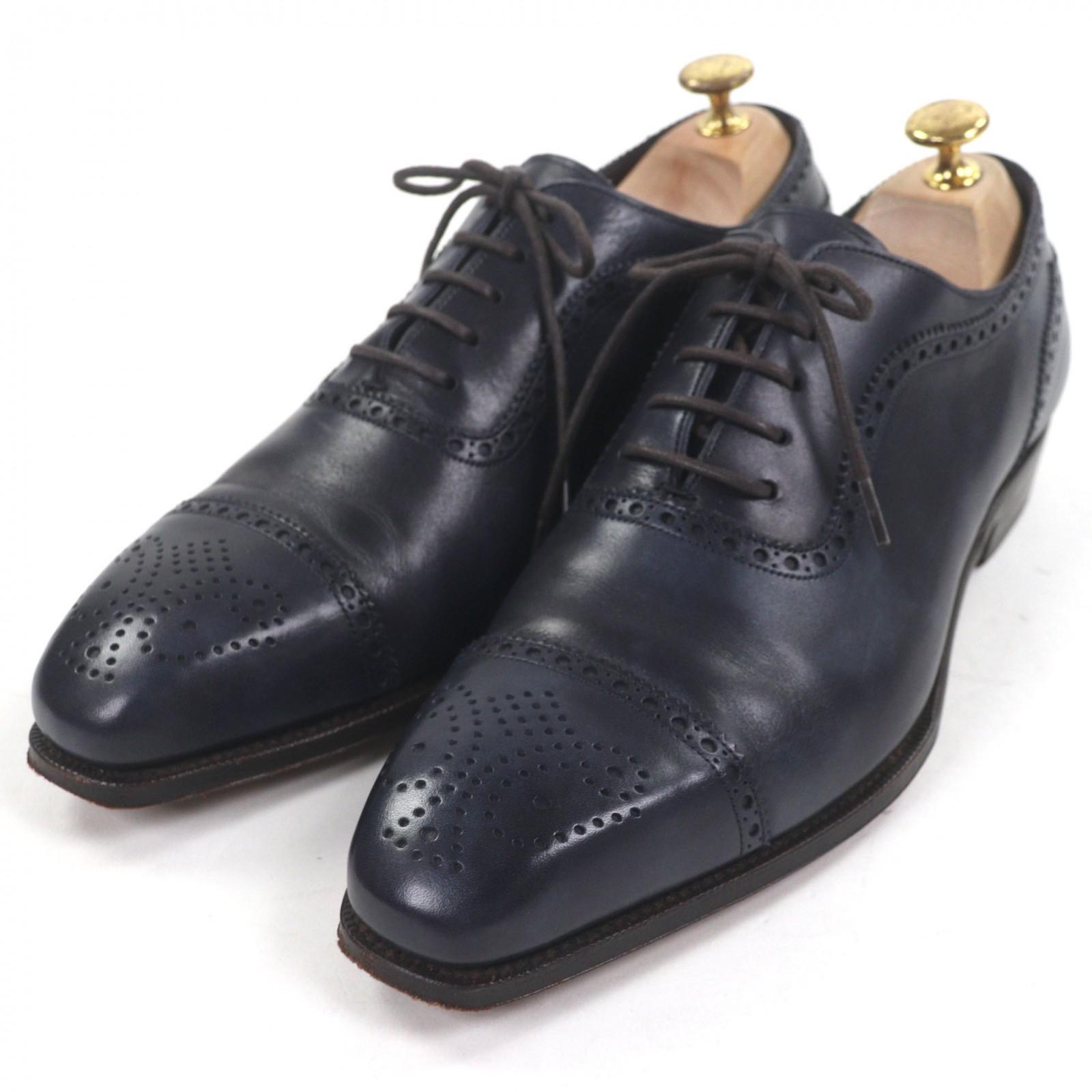 

Great CARMINA Leather shoes SIMPSOM Medallion Straight Tip Navy mens 8 Used