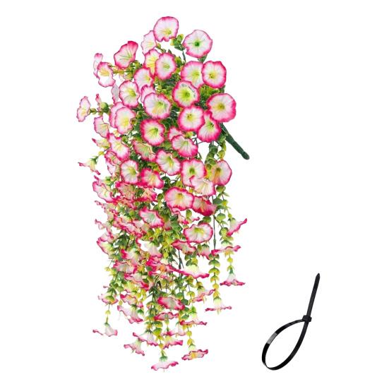 1/2Pcs Hanging Artificial Morning Glory UV Resistant Fake Flower Wedding Party Indoor Outdoor Garden Wall Hanging Faux Flower Decoration