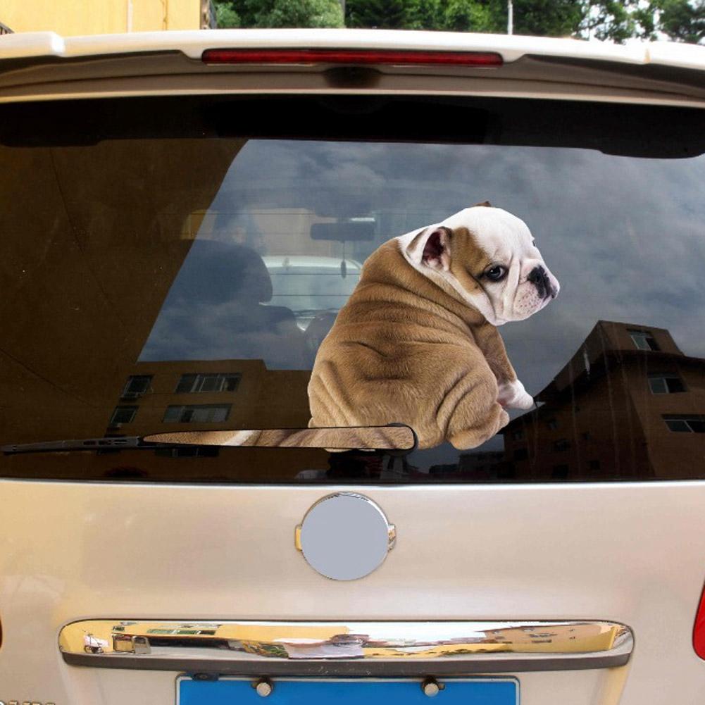 Funny Stickers On Car Rear Windshield and Wipers, Vinyl Cartoon Film Cat Dog Moving Hand Tail Decals Auto Rear Window Decoration