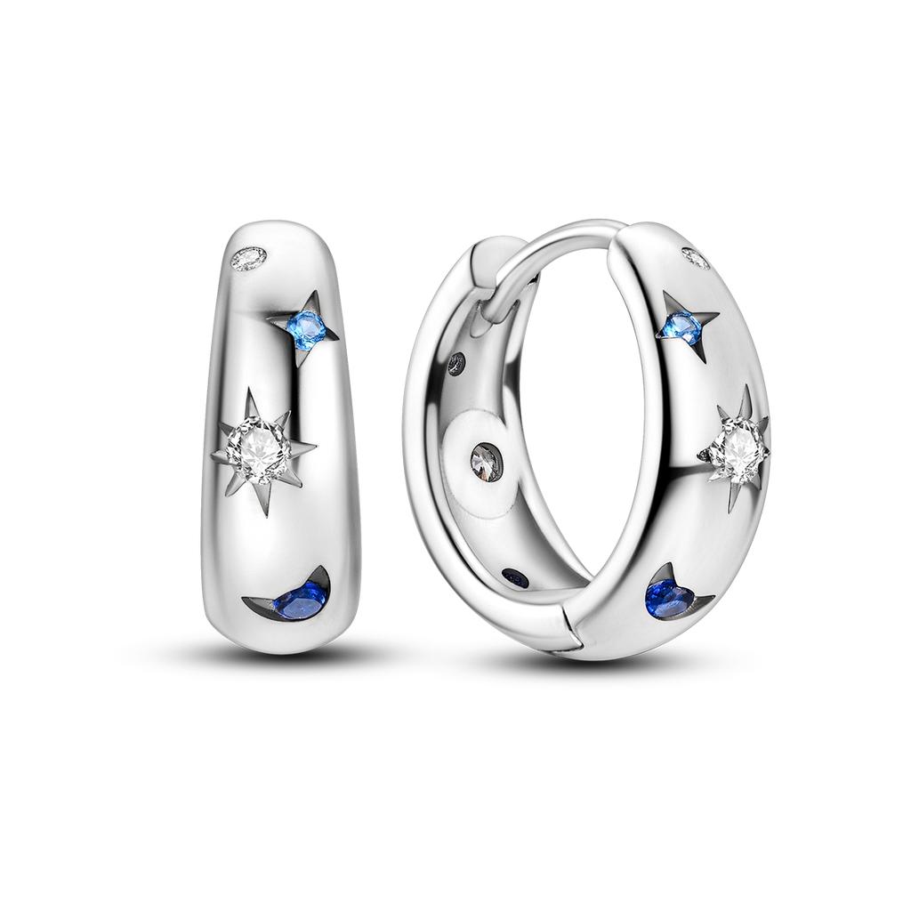 925 Silver Hoop Earring For Woman Pendientes Moon Sun Earrings Fashion Jewelry