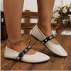 Fashion Ballet Flats for Ladies 2025 Spring Rivet Design Buckle Strap Soft Leather Women Footwear Light Comfortable Leisure Female Shoes