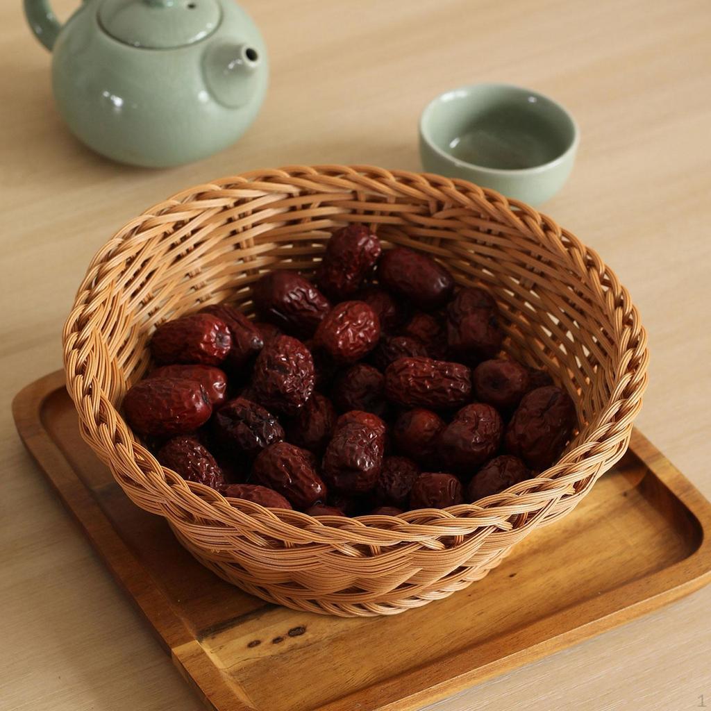 Basket Bread Multipurpose Decoration Novelty Imitation Rattan Handwoven for Holiday