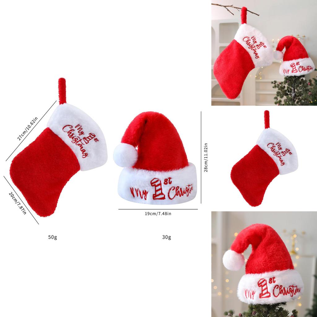 American Style Christmas Plush Hat And Sock Decor For Festive Tree And Mantle