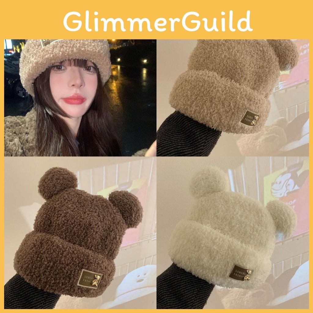 Fashionable Bear Womens Plush Hat Soft Knitted And Warm Winter Headwear