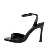 Fashion Sexy Square Open Toe High Heels Women Summer Elegant Party Office Shoes Black Patent Leather Ankle Strap Buckle Heeled Sandals