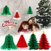 Honeycomb Christmas Decor 3D Paper Centerpieces for Tables, Xmas Ornaments for Home Party, Festive Holiday Decor Supplies for New Year