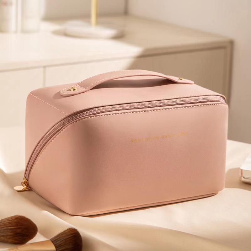 Stylish High-Grade PU Leather Makeup & Toiletry Travel Bag with Large Capacity